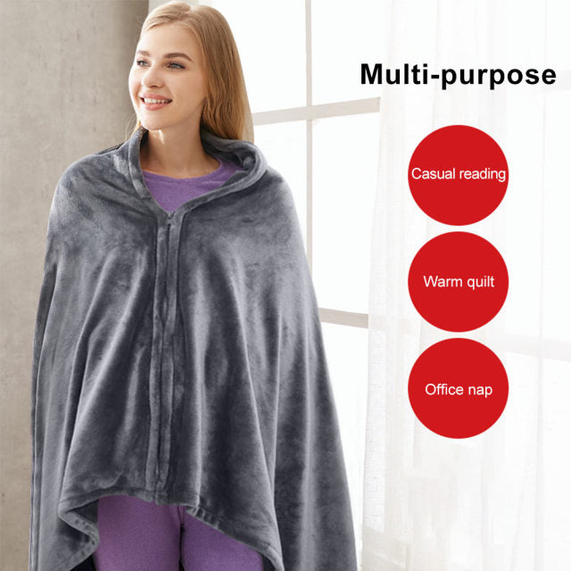 Verwarmbare Plaid met USB-Aansluiting 150x80cm Koraalvlies 3 Temperatuurstanden Draagbaar Deken Warmte | Sansoti