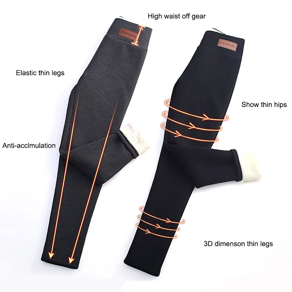 Damskie legginsy termiczne z polarem, z wysokim stanem, zimowe, ciepłe, wygodne, casualowe, sportowe, elastyczne, rozciągliwe | Sansoti