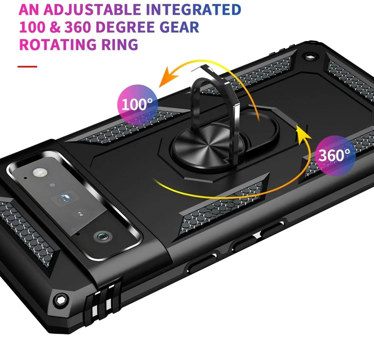 Hybrid Phone Case with Ring Stand for Google Pixel Shockproof Protective Design Hands-Free Use | Sansoti