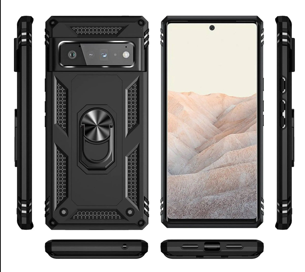 Hybrid Phone Case with Ring Stand for Google Pixel Shockproof Protective Design Hands-Free Use | Sansoti