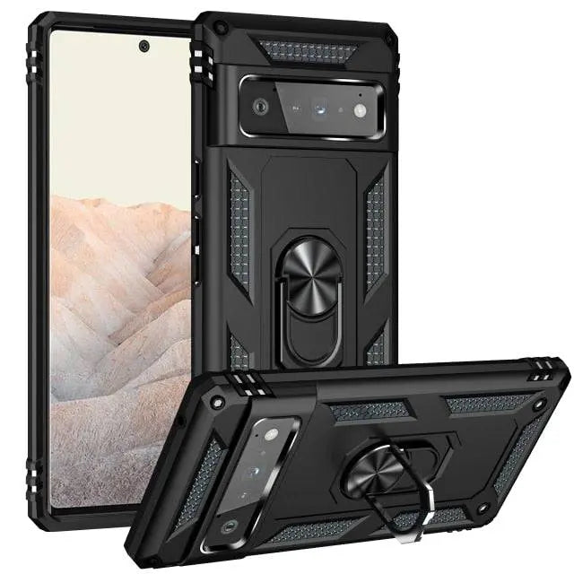 Hybrid Phone Case with Ring Stand for Google Pixel Shockproof Protective Design Hands-Free Use | Sansoti