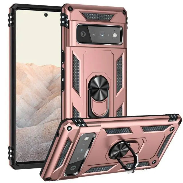 Hybrid Phone Case with Ring Stand for Google Pixel Shockproof Protective Design Hands-Free Use | Sansoti