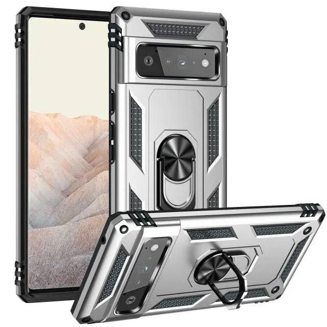 Hybrid Phone Case with Ring Stand for Google Pixel Shockproof Protective Design Hands-Free Use | Sansoti