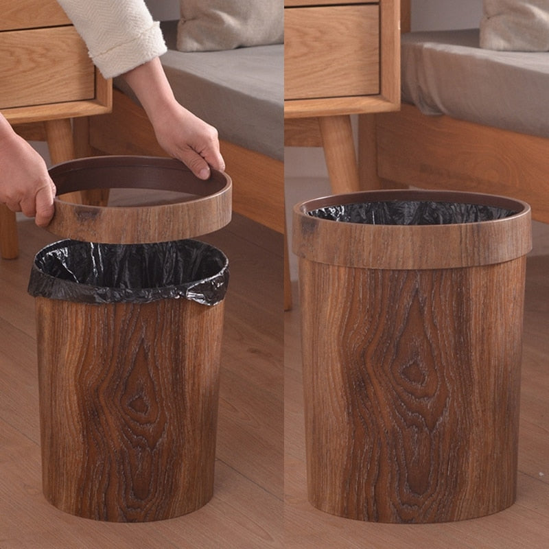 Houten Prullenbak met Deksel Scandinavisch Design Afvalbak voor Keuken Badkamer Kantoor Woonkamer Afvalscheiding | Sansoti