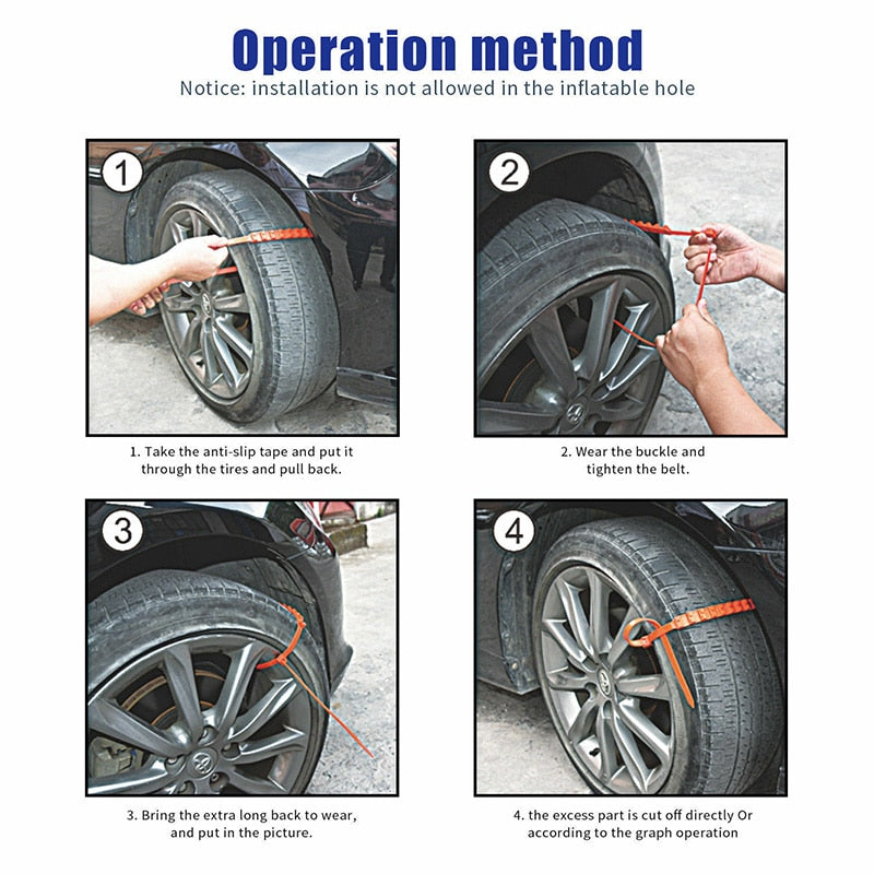 Non-Slip Tire Chains for Cars Snow Ice Mud 145-295mm Winter Safety Traction Strips Emergency Chains | Sansoti