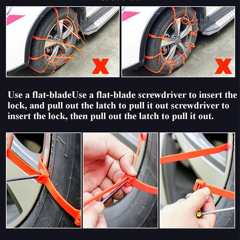 Non-Slip Tire Chains for Cars Snow Ice Mud 145-295mm Winter Safety Traction Strips Emergency Chains | Sansoti