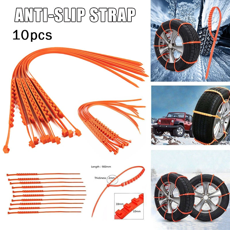 Non-Slip Tire Chains for Cars Snow Ice Mud 145-295mm Winter Safety Traction Strips Emergency Chains | Sansoti