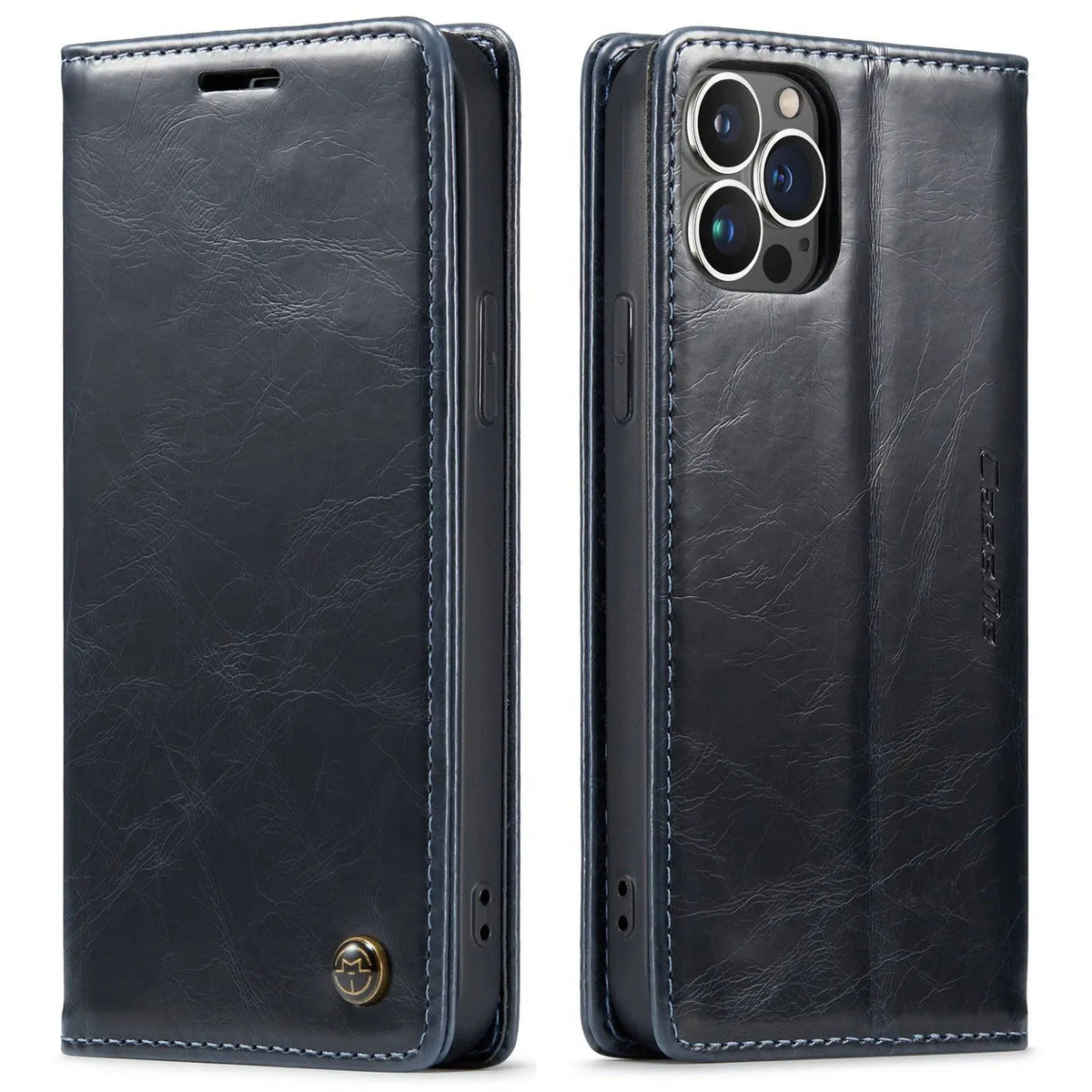 Leather Phone Case iPhone 13 Pro Max Black Brown Camera Protection Grip Stylish Durable Leather Case | Sansoti