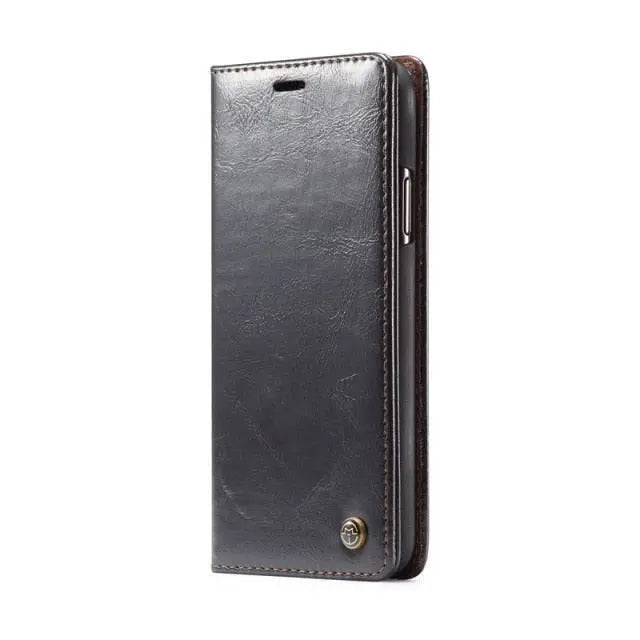 Leather Phone Case iPhone 13 Pro Max Black Brown Camera Protection Grip Stylish Durable Leather Case | Sansoti