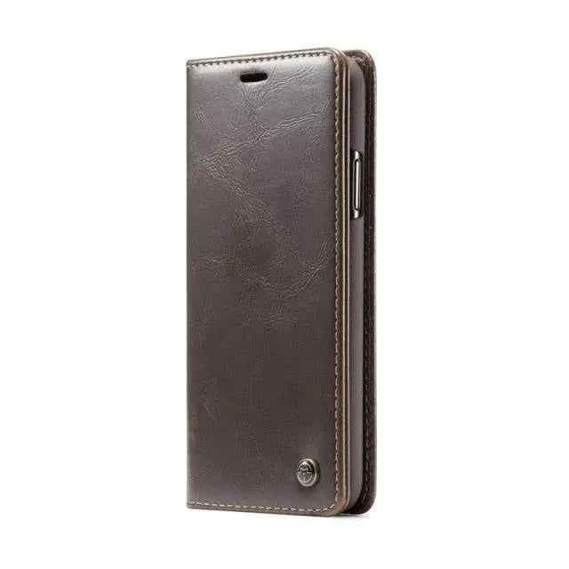 Leather Phone Case iPhone 13 Pro Max Black Brown Camera Protection Grip Stylish Durable Leather Case | Sansoti