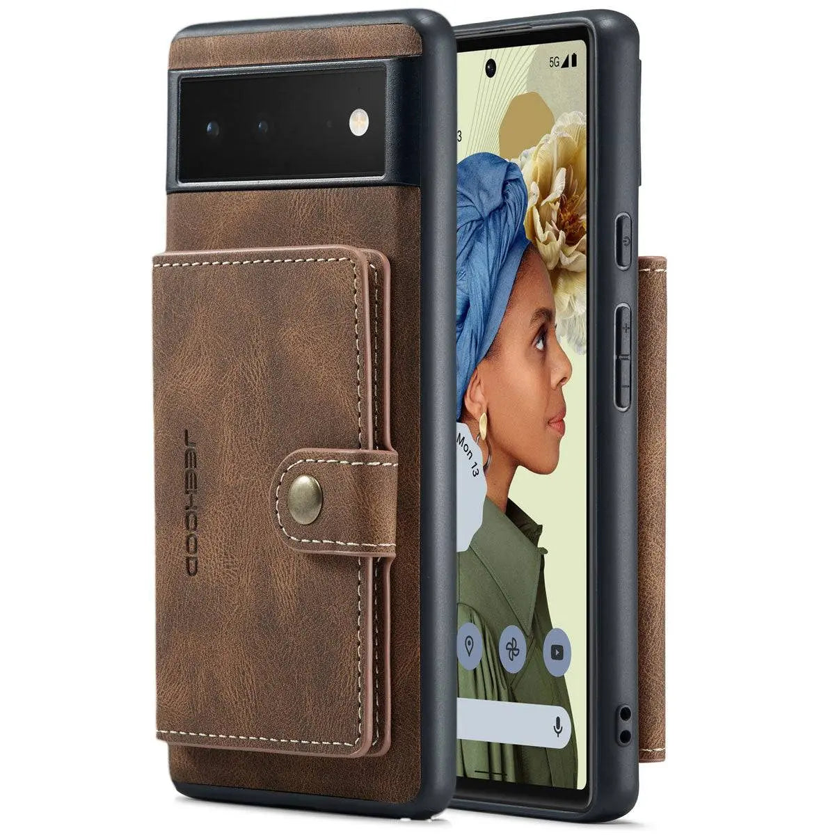Leather Phone Case with Wallet for Smartphone Vintage Style Card Holder Protective Cover Brown Black | Sansoti