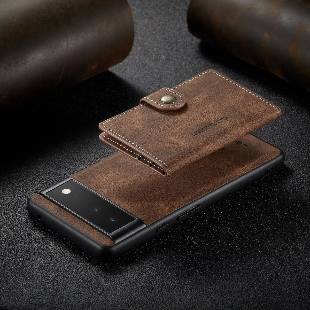 Leather Phone Case with Wallet for Smartphone Vintage Style Card Holder Protective Cover Brown Black | Sansoti