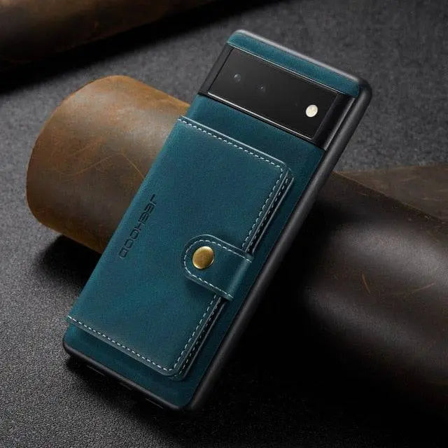 Leather Phone Case with Wallet for Smartphone Vintage Style Card Holder Protective Cover Brown Black | Sansoti