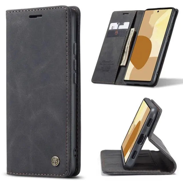 Étui portefeuille en cuir pour smartphone avec emplacements pour cartes, coque de protection pour téléphone, rangement pratique | Sansoti