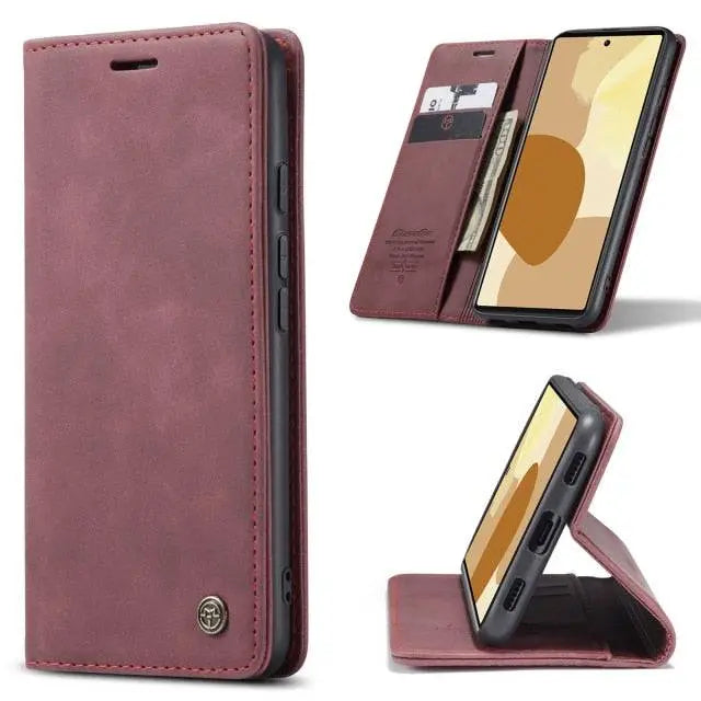 Étui portefeuille en cuir pour smartphone avec emplacements pour cartes, coque de protection pour téléphone, rangement pratique | Sansoti
