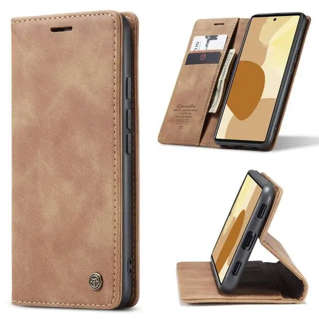 Étui portefeuille en cuir pour smartphone avec emplacements pour cartes, coque de protection pour téléphone, rangement pratique | Sansoti