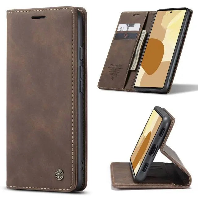 Étui portefeuille en cuir pour smartphone avec emplacements pour cartes, coque de protection pour téléphone, rangement pratique | Sansoti