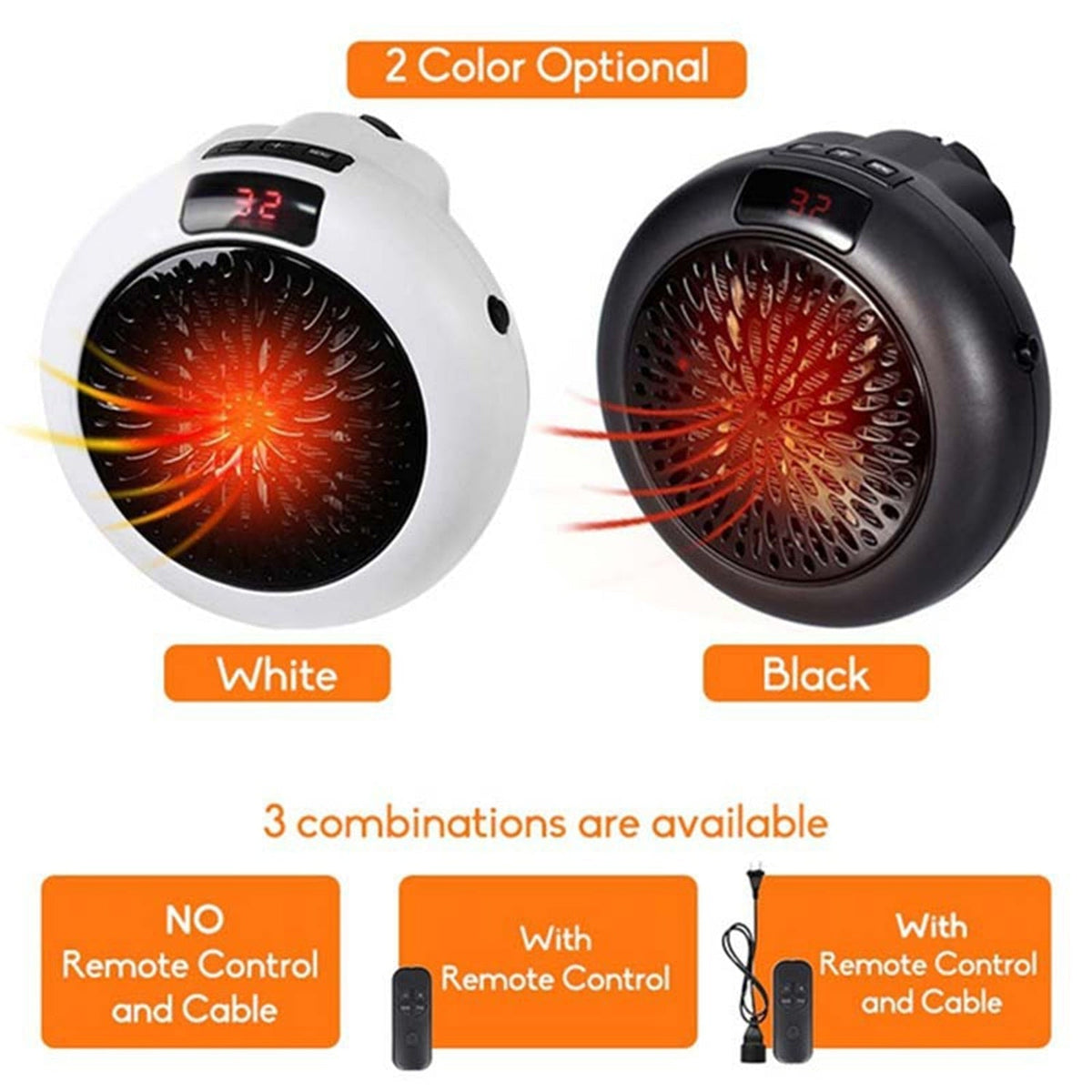 Compact Plug-In Heater with LED Display, Timer, Adjustable Settings for Small Spaces, Energy-Efficient Heat | Sansoti