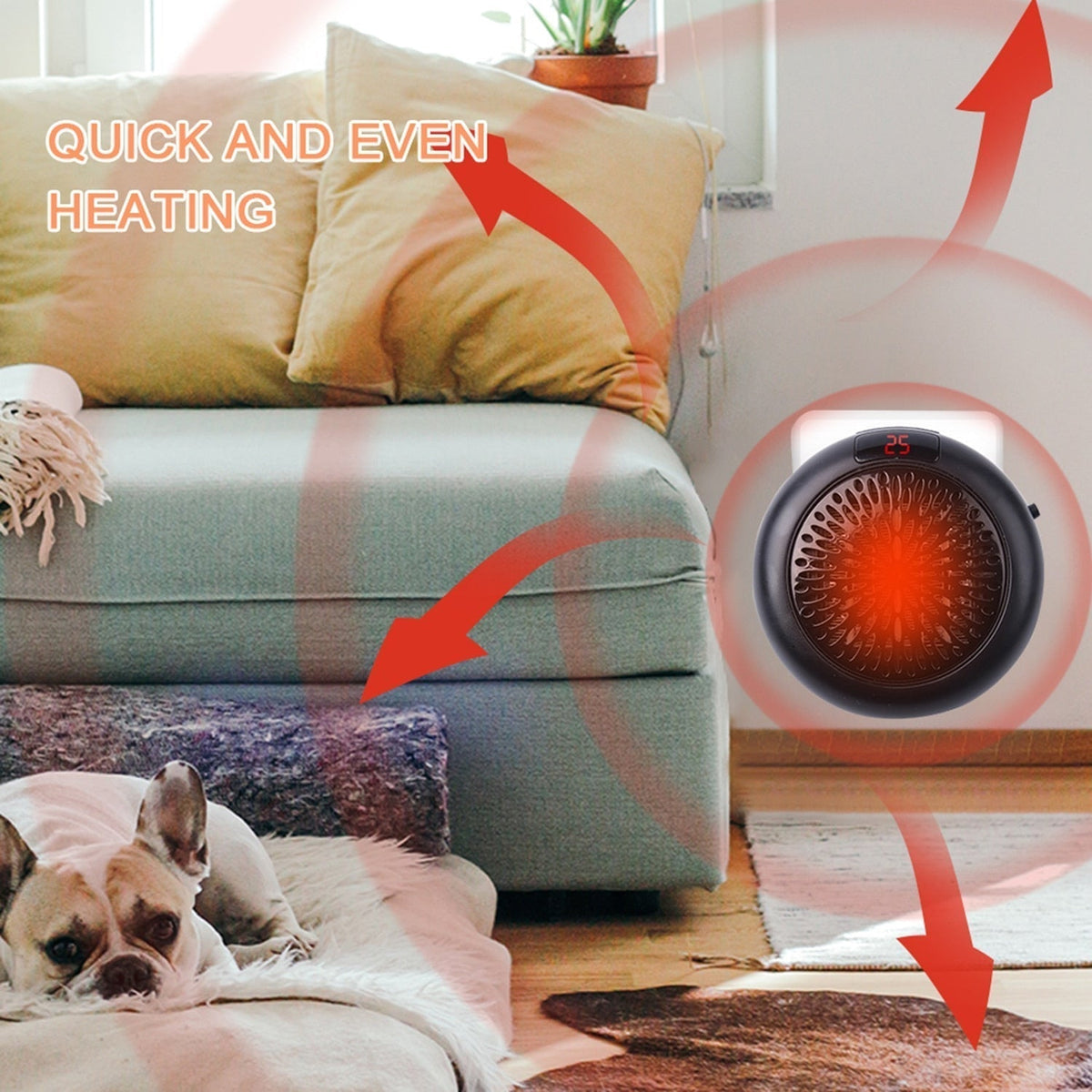 Compact Plug-In Heater with LED Display, Timer, Adjustable Settings for Small Spaces, Energy-Efficient Heat | Sansoti