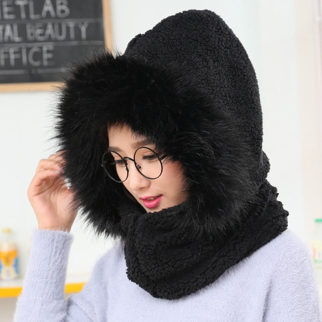 Winter Hat with Visor and Hood, Fleece Lining, Unisex Headwear for Outdoor Hiking and Skiing, Warm Sports Hat | Sansoti