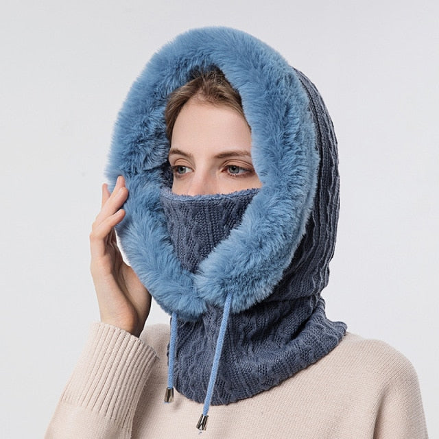 Winter Hat with Visor and Hood, Fleece Lining, Unisex Headwear for Outdoor Hiking and Skiing, Warm Sports Hat | Sansoti