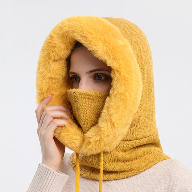 Winter Hat with Visor and Hood, Fleece Lining, Unisex Headwear for Outdoor Hiking and Skiing, Warm Sports Hat | Sansoti
