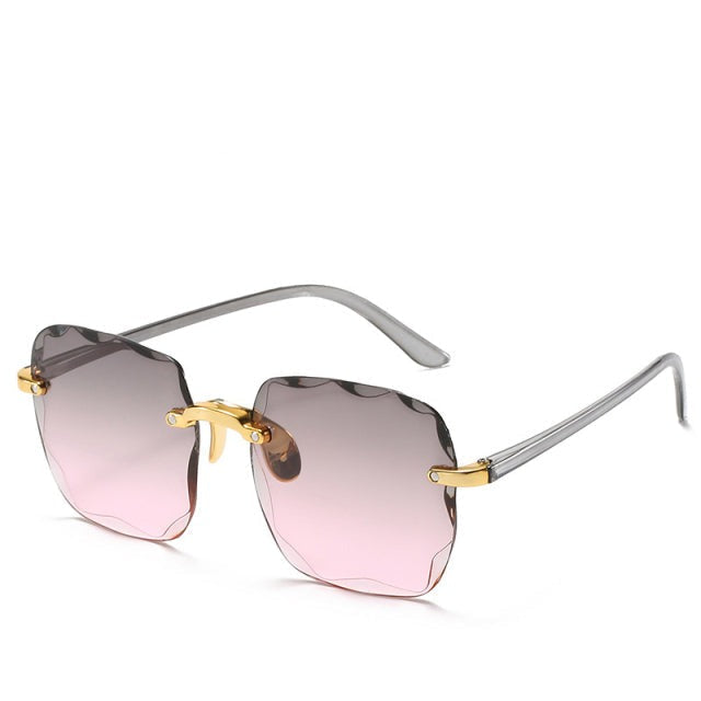 Randloze Rechthoekige Zonnebril UV400 Bescherming Unisex Vintage Stijl Lichtgewicht Dames Heren Retro | Sansoti