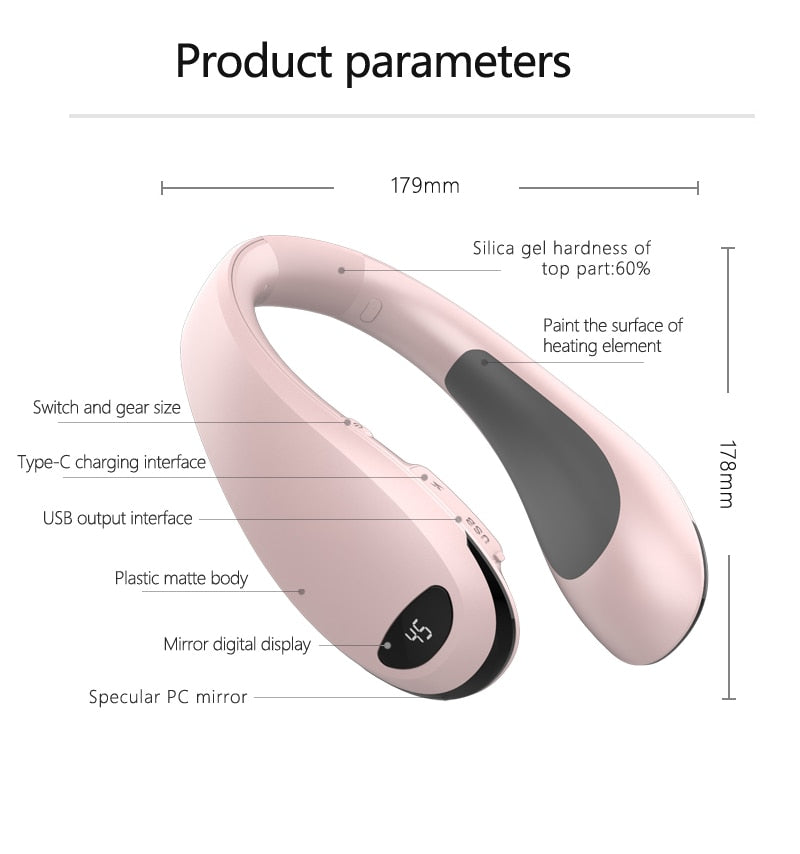 Portable Rechargeable Neck Heating Wrap 8000mAh 3 Temperature Settings Digital Display Neck Warmer for Home | Sansoti