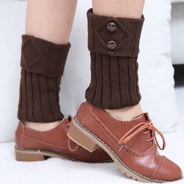 Gestrickte Knöchelwärmer mit Knopfdetail – Elastische Beinwärmer in Wolloptik für Stiefel im Alltag | Sansoti