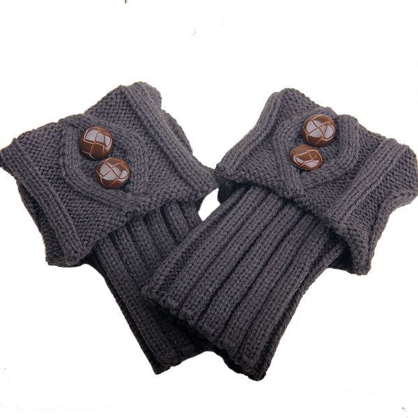 Gestrickte Knöchelwärmer mit Knopfdetail – Elastische Beinwärmer in Wolloptik für Stiefel im Alltag | Sansoti