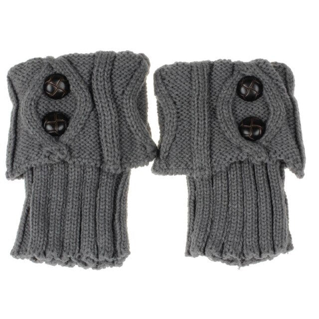 Gestrickte Knöchelwärmer mit Knopfdetail – Elastische Beinwärmer in Wolloptik für Stiefel im Alltag | Sansoti