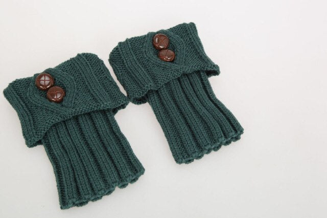 Gestrickte Knöchelwärmer mit Knopfdetail – Elastische Beinwärmer in Wolloptik für Stiefel im Alltag | Sansoti