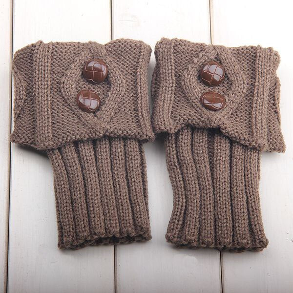 Gestrickte Knöchelwärmer mit Knopfdetail – Elastische Beinwärmer in Wolloptik für Stiefel im Alltag | Sansoti