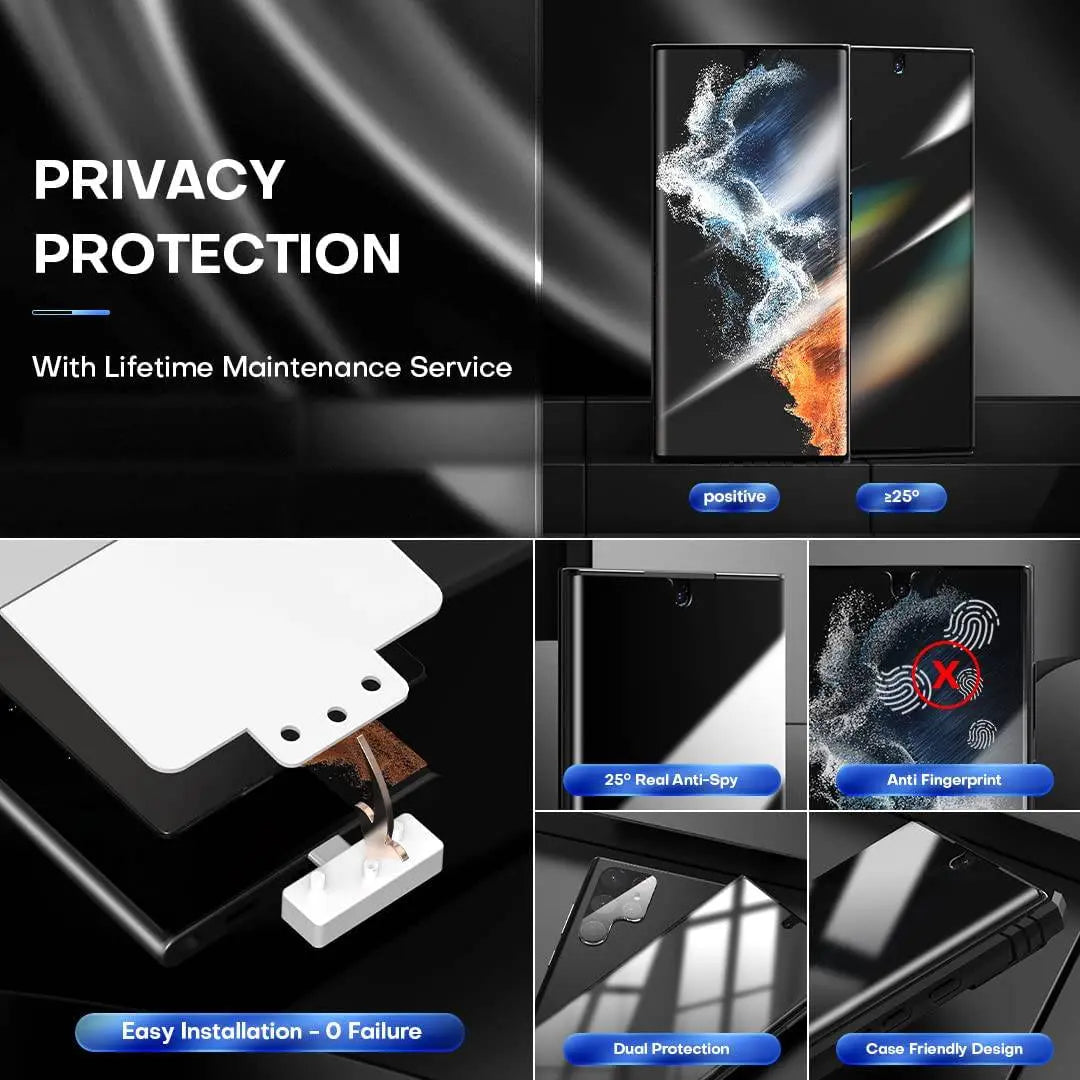 Prywatna folia ochronna ze szkła hartowanego do Samsung Galaxy S22 Ultra Plus z ochroną przed podglądaniem z boku do smartfona | Sansoti