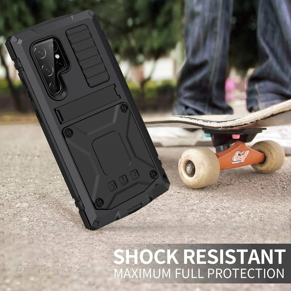 Aluminum Protective Case with Stand and Tempered Glass for Smartphone Impact-Resistant Shockproof Stylish Design | Sansoti