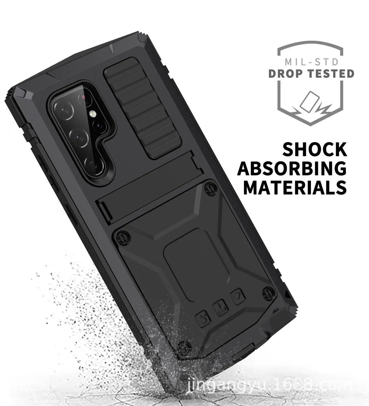 Aluminum Protective Case with Stand and Tempered Glass for Smartphone Impact-Resistant Shockproof Stylish Design | Sansoti