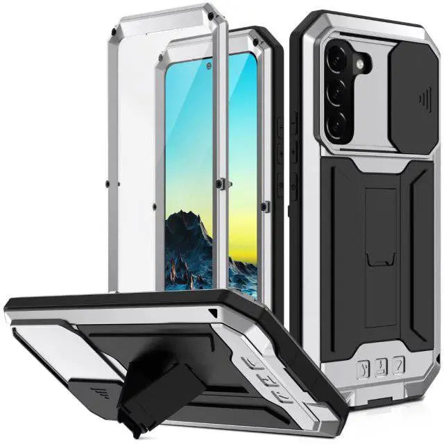 Coque de protection en aluminium avec support pour Samsung Galaxy S22 Ultra Plus, antichoc et robuste | Sansoti