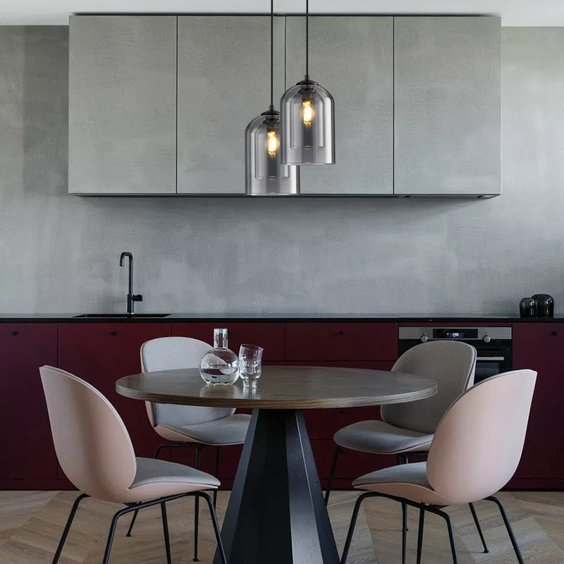 Pendelleuchte Doppelglas Mid-Century Eisen Rauchgrau Rost 15cm Dimmbar E27 Wohnzimmer Esszimmer | Restfield