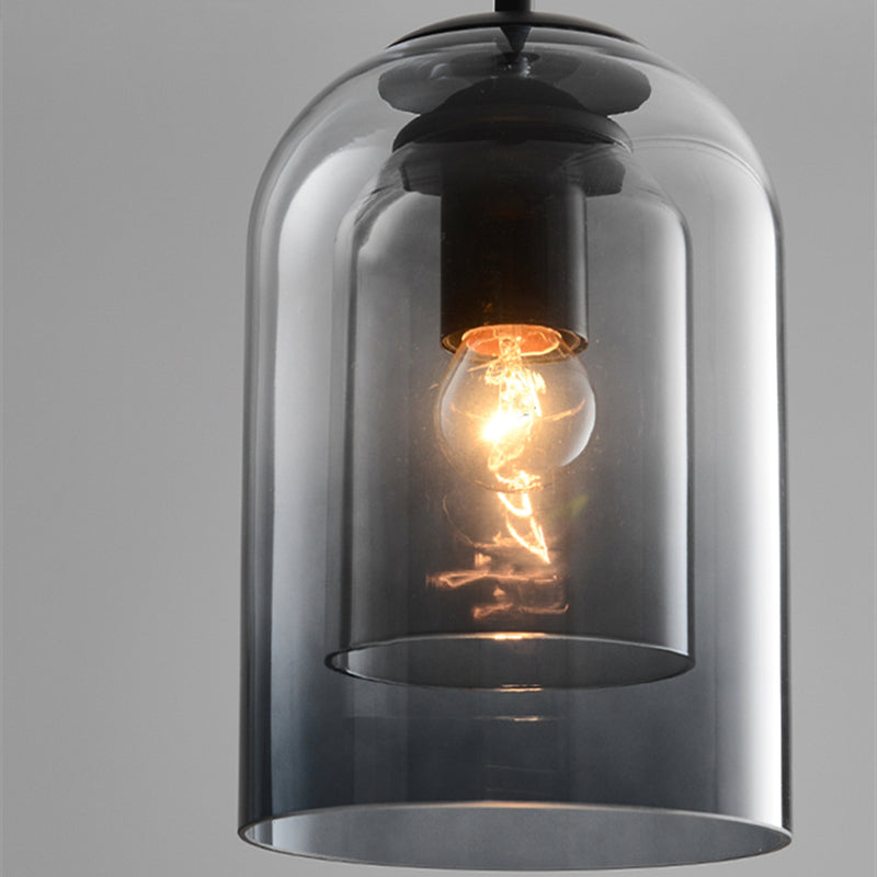 Hanglamp Glas Dubbel E27 Rookglas Amber Vintage Retro Woonkamer Eetkamer Keuken Sfeerverlichting Industrieel Modern | Sansoti