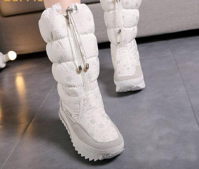 Kniehohe Winterstiefel mit weichem Futter, Reißverschluss, für Damen, schneefest, warm und komfortabel, zum Wandern, Winter, 35-42 | Sansoti