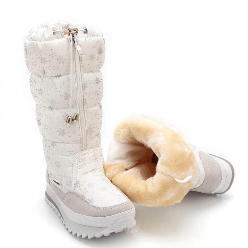 Gefütterte halbhohe Damenstiefel Wasserdichtes Winterschuhwerk Warm Bequem Flach Synthetisch Winter Damen | Sansoti
