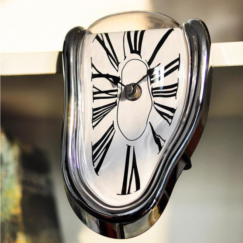 Smeltende Klok Wandklok Surrealistische Klok Dripping Clock Salvador Dali Stijl Moderne Wanddecoratie Zwart Zilver Goud Kunstobject Woonkamer Decoratie | Sansoti