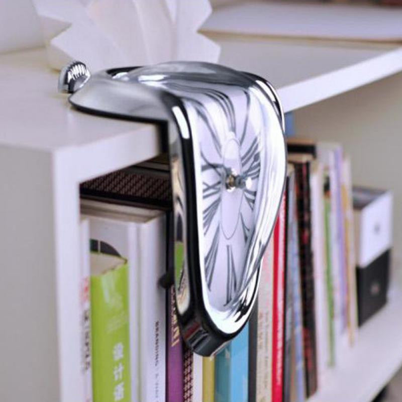 Smeltende Klok Wandklok Surrealistische Klok Dripping Clock Salvador Dali Stijl Moderne Wanddecoratie Zwart Zilver Goud Kunstobject Woonkamer Decoratie | Sansoti