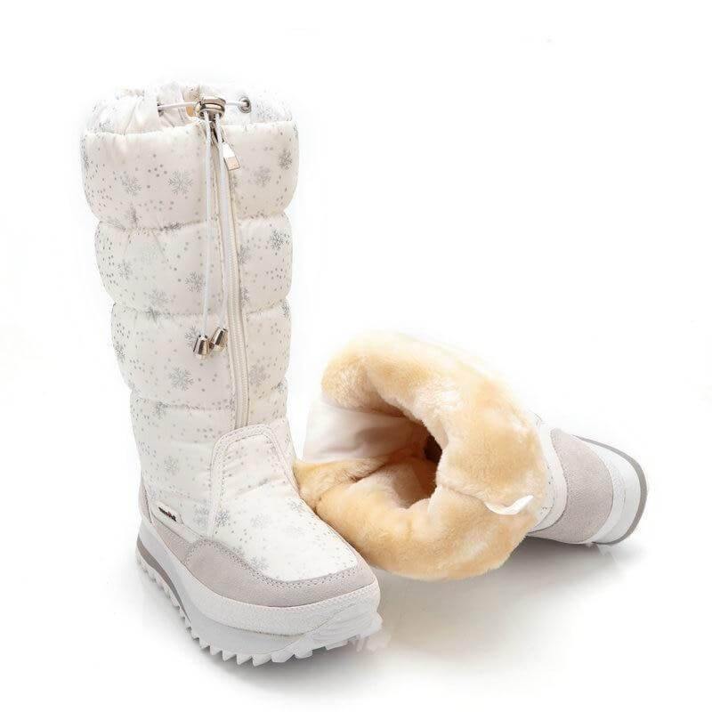 Kniehohe Winterstiefel mit weichem Futter, Reißverschluss, für Damen, schneefest, warm und komfortabel, zum Wandern, Winter, 35-42 | Sansoti