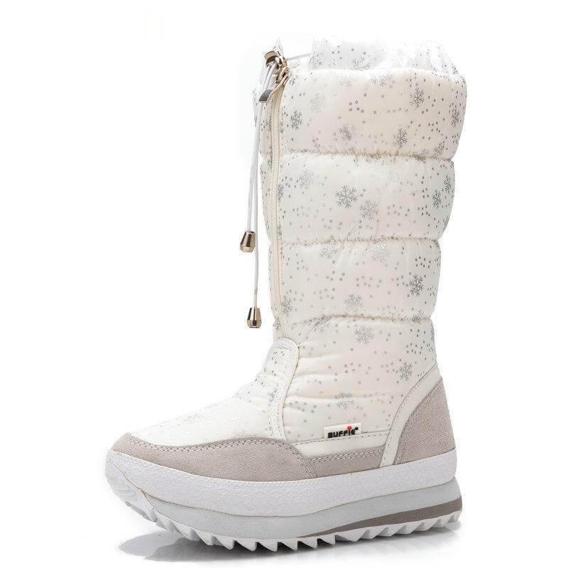 Kniehohe Winterstiefel mit weichem Futter, Reißverschluss, für Damen, schneefest, warm und komfortabel, zum Wandern, Winter, 35-42 | Sansoti
