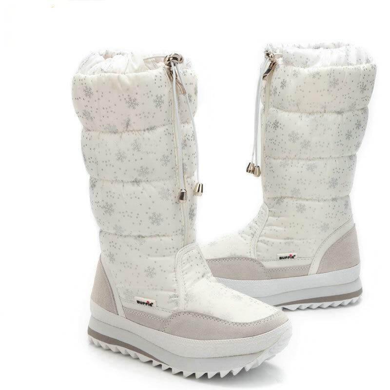 Kniehohe Winterstiefel mit weichem Futter, Reißverschluss, für Damen, schneefest, warm und komfortabel, zum Wandern, Winter, 35-42 | Sansoti