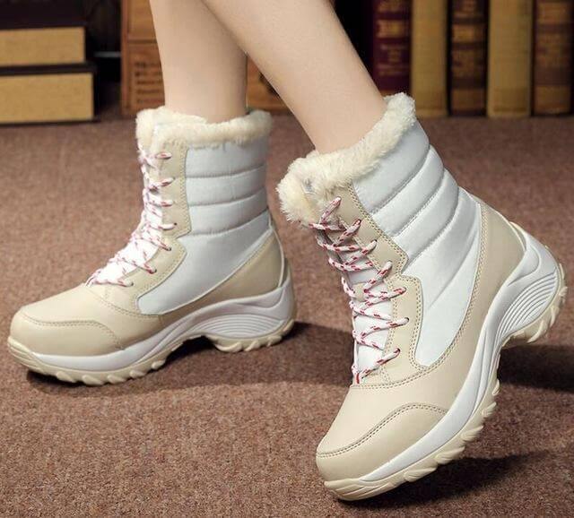 Lined Women's Ankle Boots Water-Repellent Platform Slip-Ons Winter Casual Comfort Walking Shoes Outdoor | Sansoti