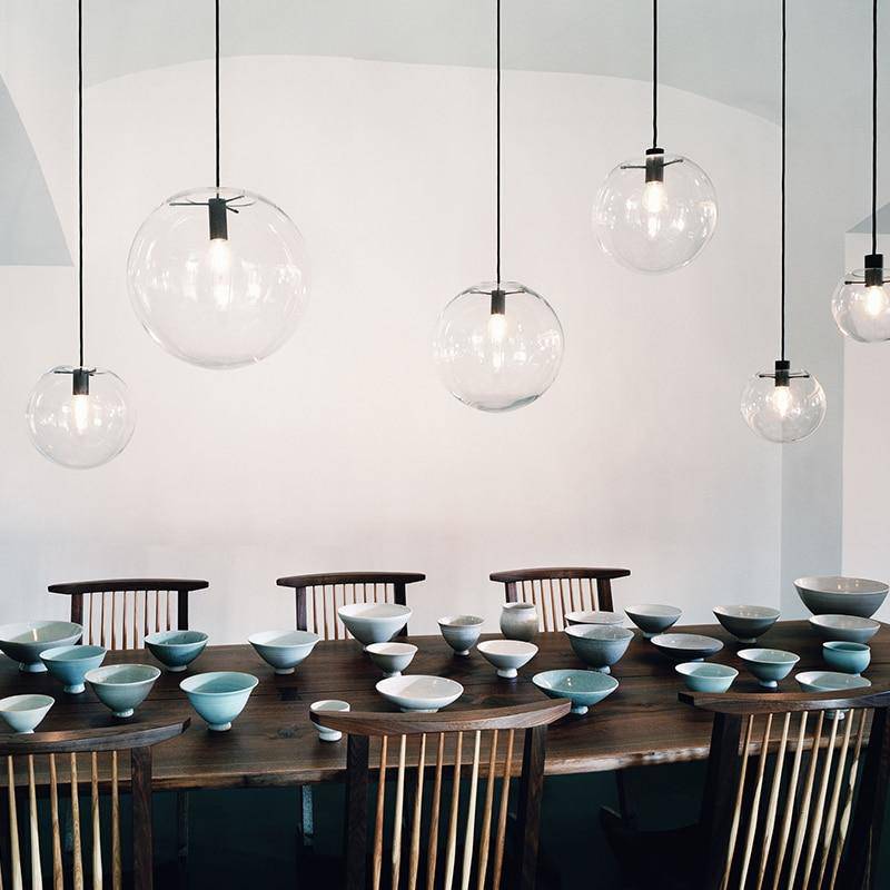 Moderne Glaskugel-Hängeleuchte Transparent Mit Schwarzer Oder Rosegoldener Fassung Minimalistisches Design Deckenleuchte Für Wohnzimmer Esszimmer Küche | Restfield