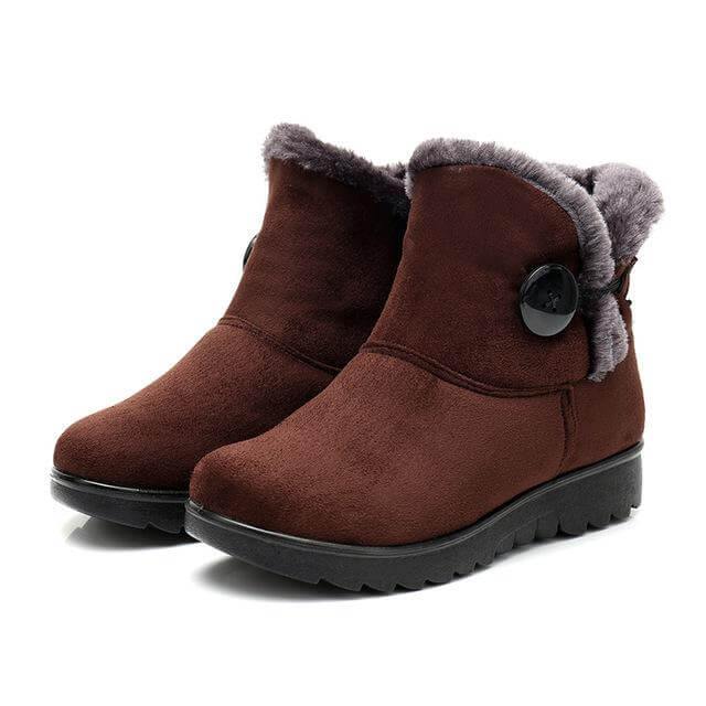 Damen-Stiefeletten, gefüttert, Winter, rund, Knopfverschluss, niedriger Absatz, lässig, bequem für den täglichen Gebrauch | Sansoti