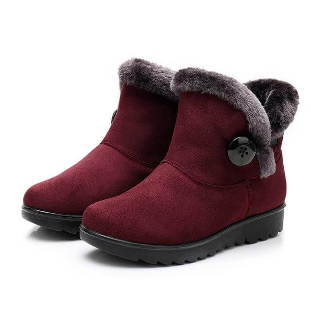 Damen-Stiefeletten, gefüttert, Winter, rund, Knopfverschluss, niedriger Absatz, lässig, bequem für den täglichen Gebrauch | Sansoti
